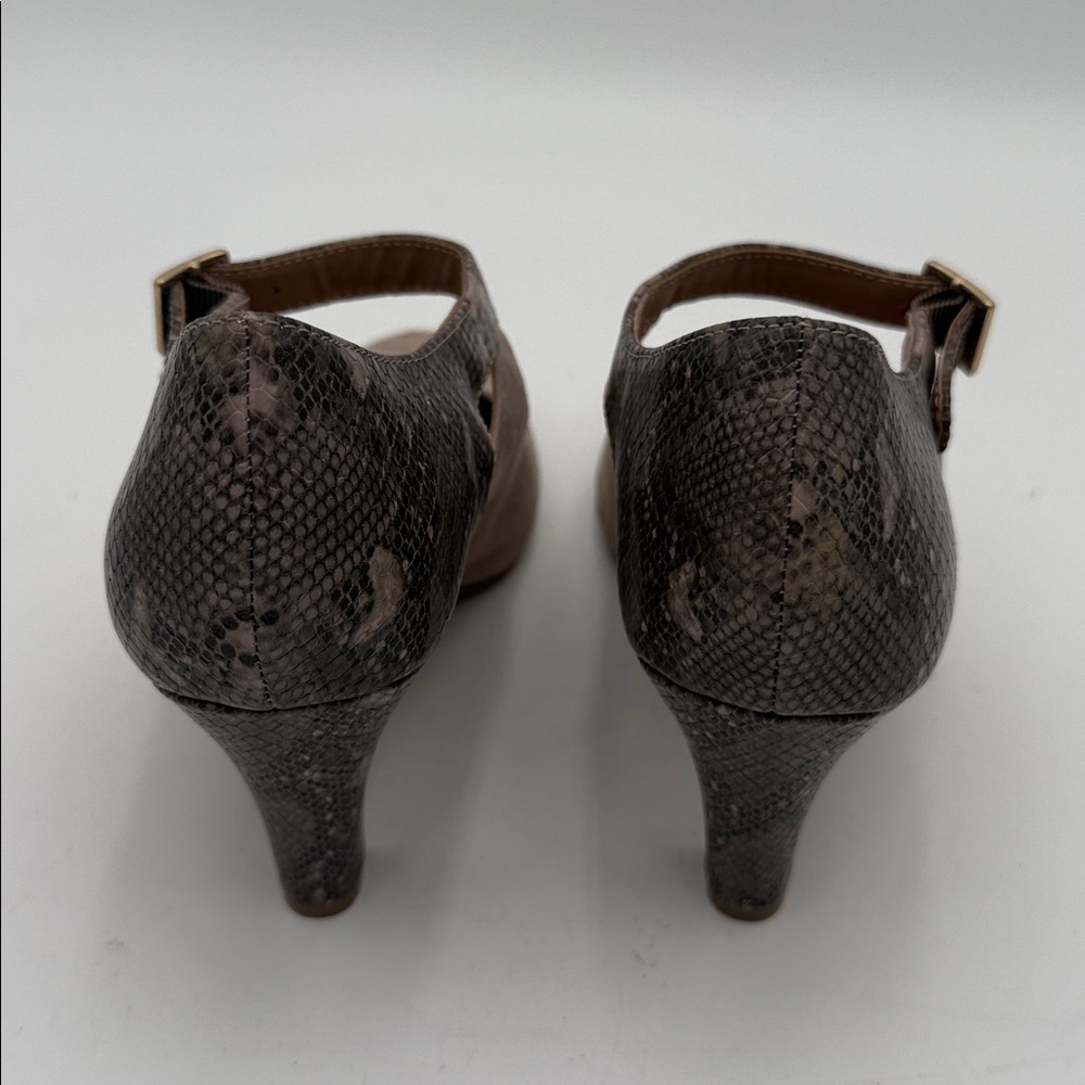 Giani Bernini  Taupe Suede animal print Women 7M Heels Mary Jane office Y2K goth - Picture 7 of 15